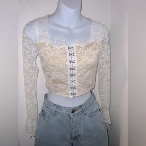 White cream lace top
